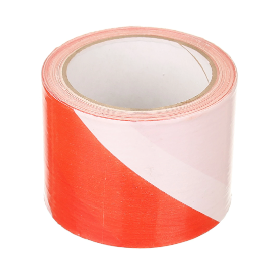ALB ROSU-550x550w Banda de avertizare si delimitare acces, 75 mm x 100 m, alb/rosu, neadeziva - imagine 1